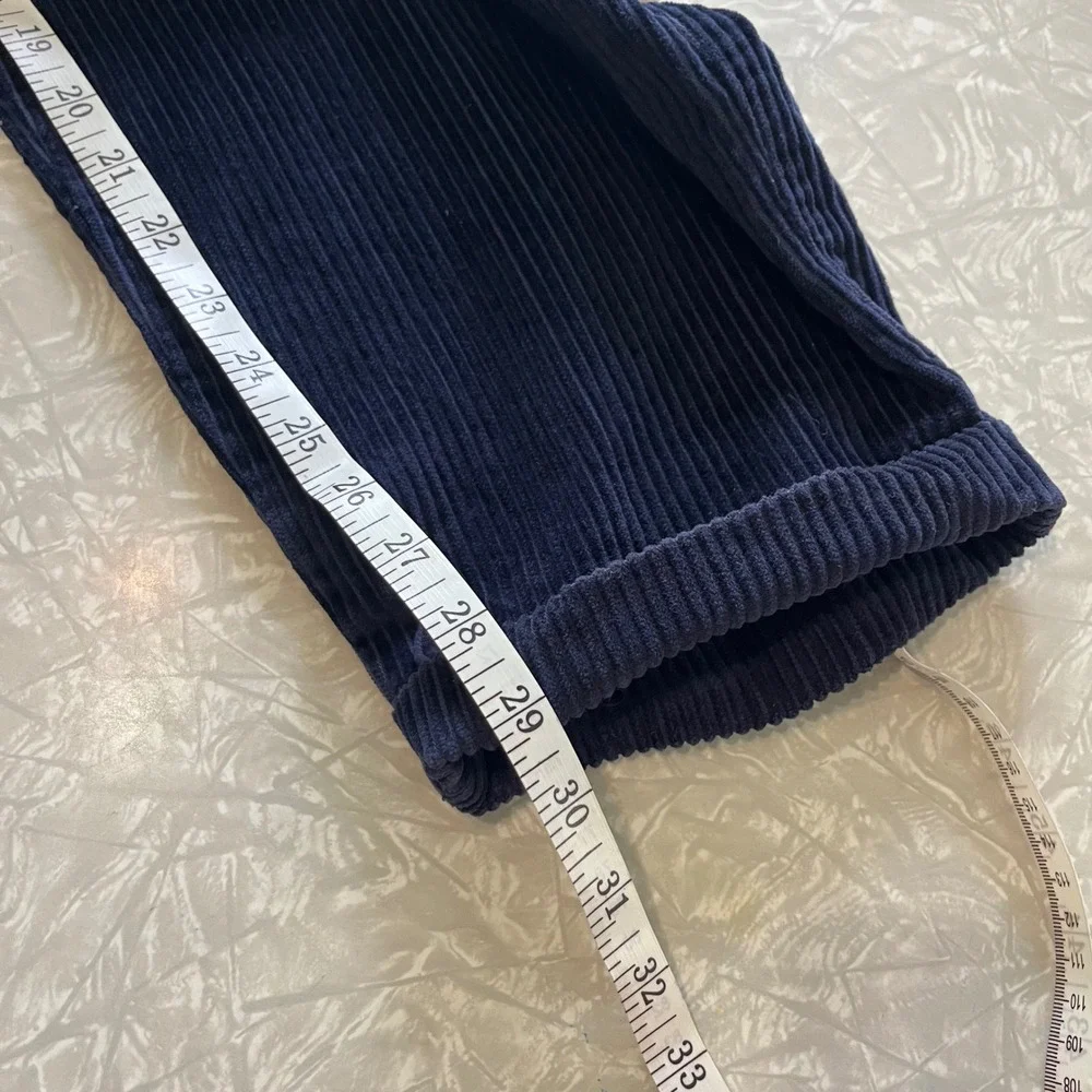 Eddie Bauer Vintage Navy Blue Corduroy Pleated High Rise Trousers Pants 10 6400 - Picture 8 of 8